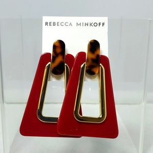 Rebecca Minkoff Trapezoid Resin Statement Earrings (Red) Earring